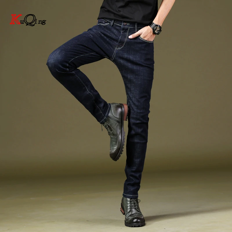 

KUQING slim fit stretch jeans men 2019 new style fashions and skinny pants and black jeans for men