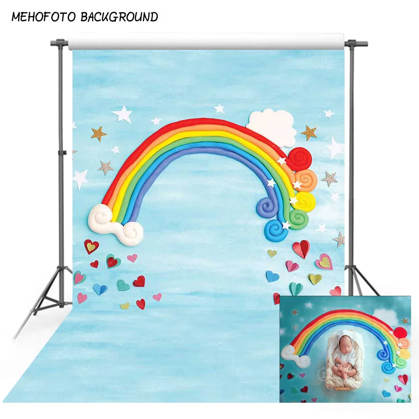 

Фоны для фотосъемки детей 5 х7 футов голубое небо белое облако радуга новорожденный ребенок день рождения тематические фоны для фотостудии