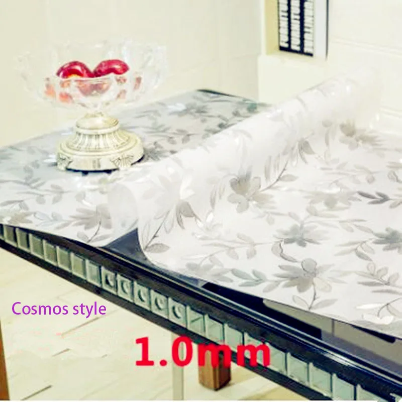 PVC Waterproof Tablecloth with pattern Kitchen Table Cover Oil Cloth Soft Glass Tablecloth 1.0 mm PVC Waterproof Tablecloth with pattern Kitchen Table Cover Oil Cloth Soft Glass Tablecloth 1.0 mm