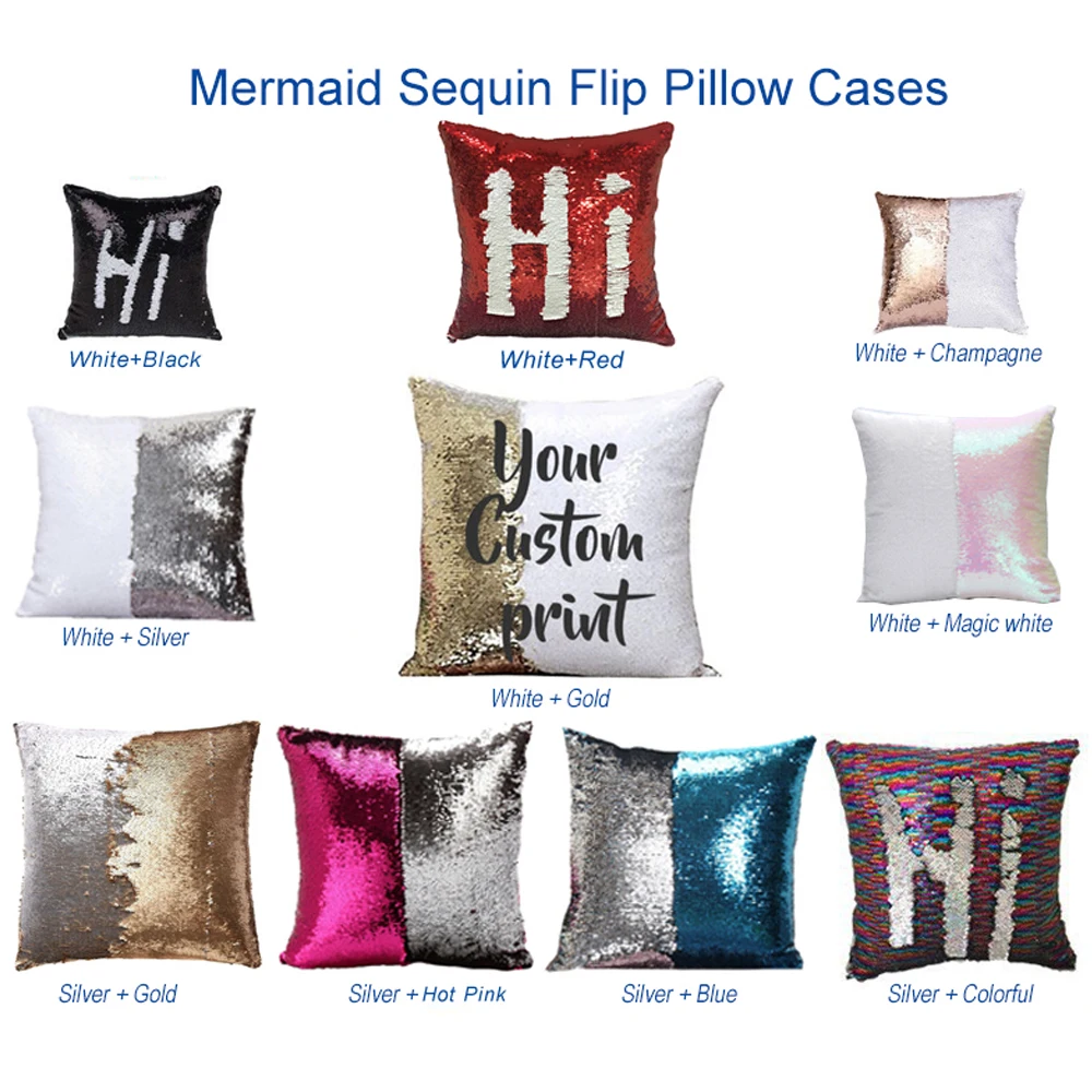 Magic Cushion Cover Sequin Reveal Pillowcase Sublimation Printing Transfer Gift 