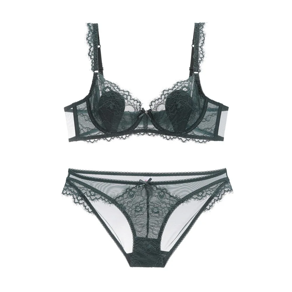 

sexy transparent lingerie lace embroidery thin thin bra cherry sexy perspective bra suit