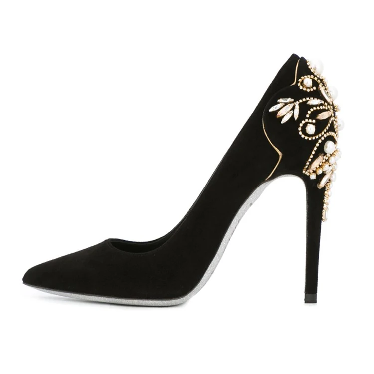 Bout Pointu on Femmes Robe Soirée Embellie De Élégant Picture 12 Mince As Slip Cm Chaussures Pompes Cristal Mariée Mariage Talons nY8YXpz