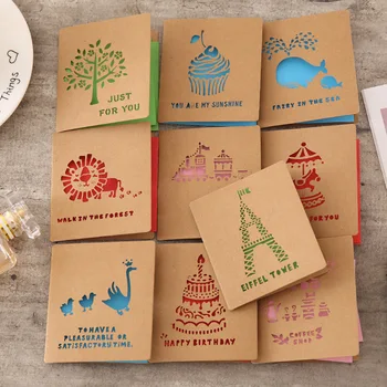 

5pcs small retro openwork greeting card card cute birthday wishes new year with envelope small card business card