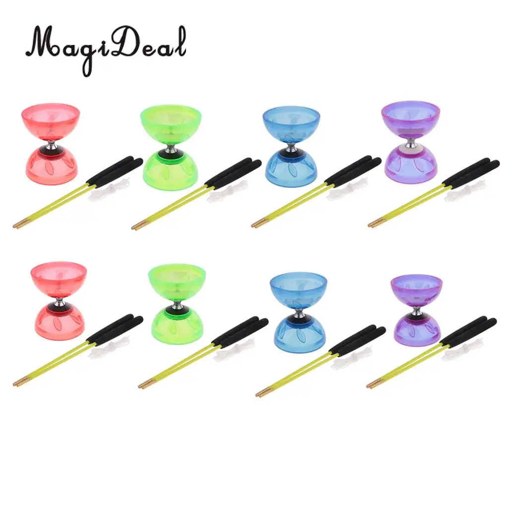 MagiDeal Triple Bearing Juggling Diabolo Toys with Sticks & String 13cm Diameter for Professionals Beginners Kids Adults 4Colors