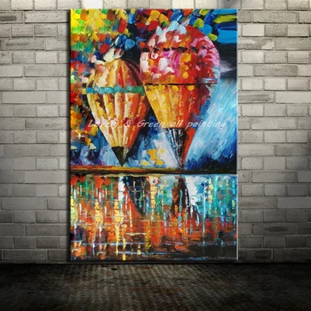 

Hand Painted Palette Knife Balloons Landscape Oil Painting On Canvas Modern Abstract Wall Art Picture For Living Room Home Decor