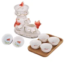 Новинка, 9 шт., автоматический эмалированный чайный набор, Gaiwan, чашка, китайский кунг-фу, посуда для напитков, Креативные 3D наборы золотой рыбки
