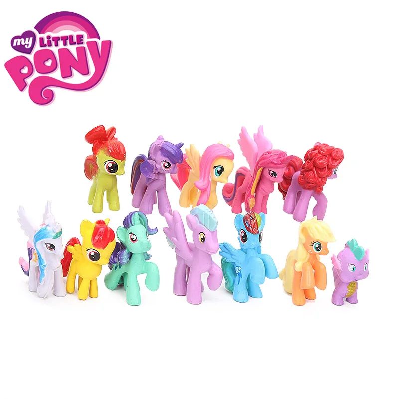 

12pcs 3.5-5cm My Little Pony Toys Mini Pony PVC Action Figures Set Rainbow Dash Spike the Dragon Twilight Sparkle Doll Christmas