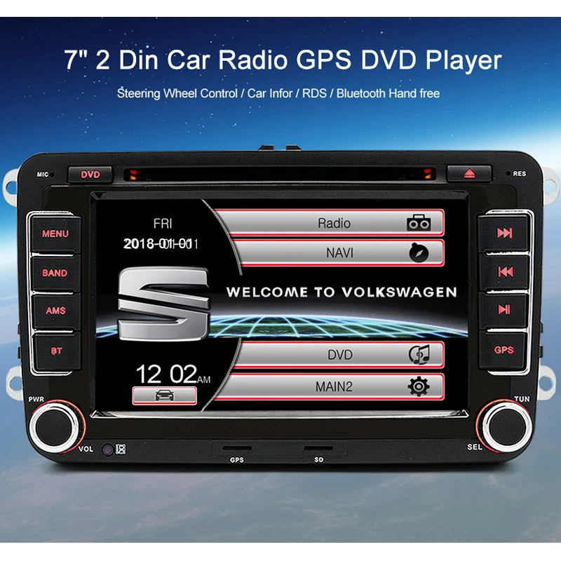 Discount Wholesale! Junsun 2 din 7" Car DVD Multimedia player GPS Navigation Autoradio For VW/passat b6 /SEAT leon 2 Altea Toledo Skoda 1