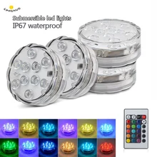RGB Погружной подводный водонепроницаемый светодиодный светильник на батарейках 10led лампа с пультом дистанционного управления уличный светильник для вазы и сада вечерние украшения