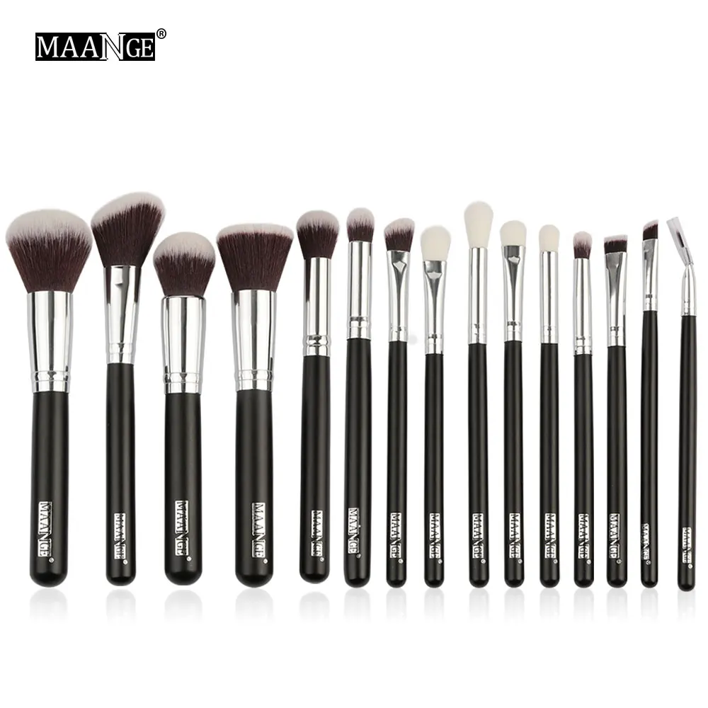 MAANGE 6-15 шт. набор кистей для макияжа Пудра Тени для век Косметика Make Up Brush с ПУ кожаный чехол Красота набор инструментов - Handle Color: Brushes Only