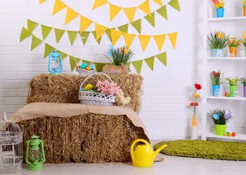 

Easter Haystack Flowers Chicks Easter Lamp Baby Children Photography Background Customized Backdrop for Photo Studio GE-202