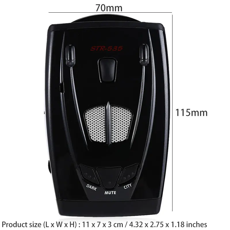 360 Degree Anti Laser Radar Detector STR-535 LED Full band X K NK Ku Ka Laser Strelka Car detector Russian version only