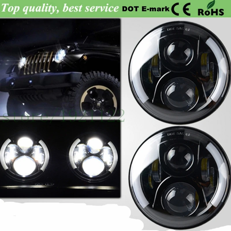 7" 60W LED Projector Headlight for Jeeps CJ/Wrangler JK Led Driving