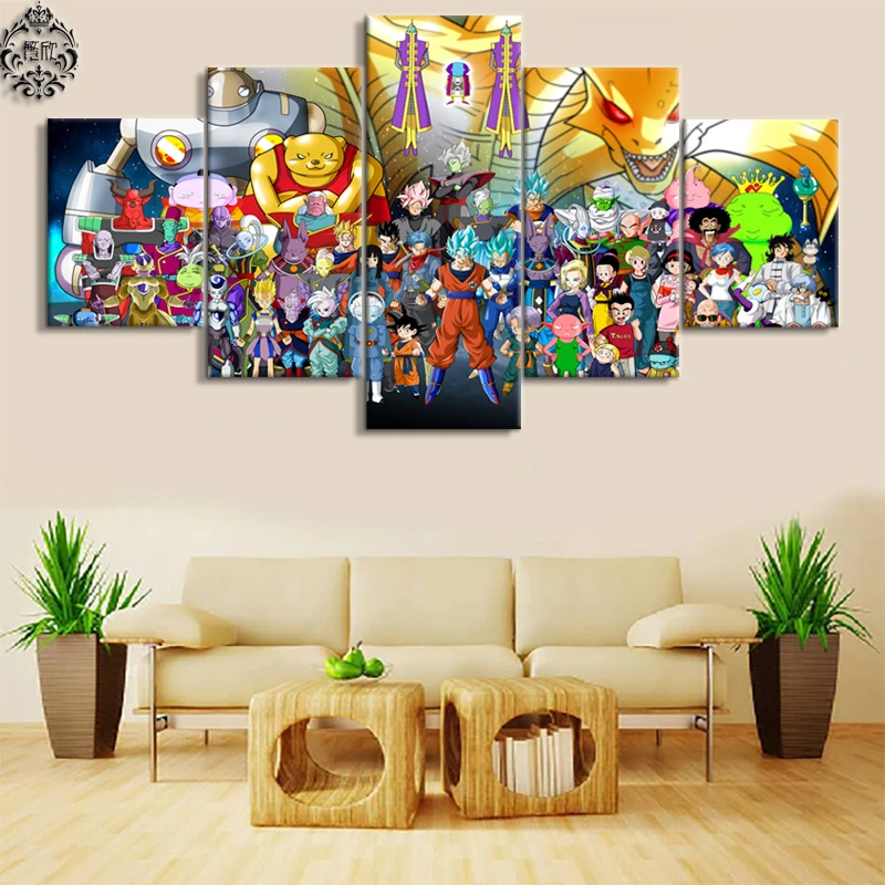 

5 Pieces Dragon Ball Animation Characters Canvas Painting Wall Art Home Decor Modern Canvas Printed Pictures Artwork Game Poster