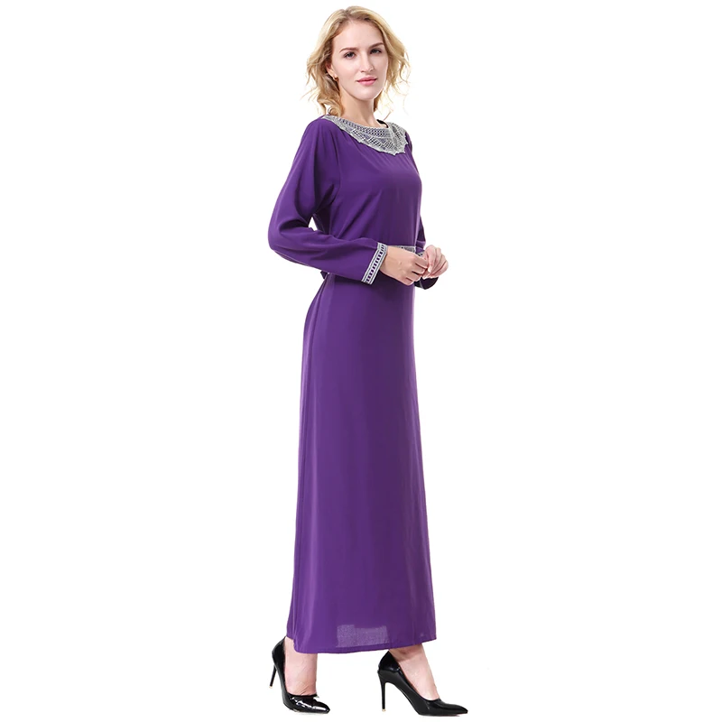 Женское мусульманское платье Abaya с круглым вырезом и длинным рукавом модель 3XL