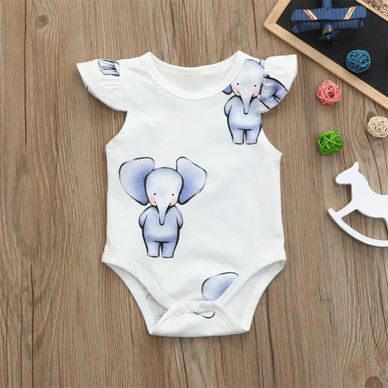 2018 Brand New Summer Baby Romper Newborn Baby Girl Elephant Print