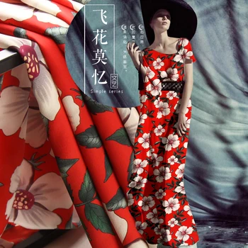 

PRINTED SILK CREPE DE CHINE 135cm width 12momme 100% Pure Mulberry Silk Fabric Women Dress pride Plum blossom