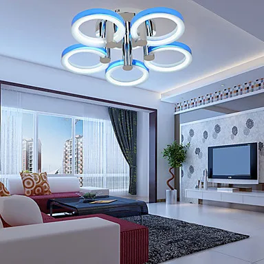 

LED Integrated 90w Contemporary Acrylic Ceiling Light with 5 Lights in 5 Rings Design size:73*73*20 Free Shipping