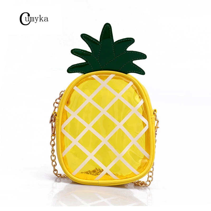 

Croosbody Bags For Women Transparent Bag Summer Mini Pineapple Jelly Bags New Cute Chain Shoulder Phone Purse Fruit CUMYKA