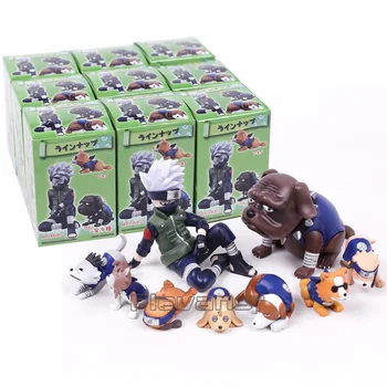 

Anime Naruto Shippuden Young Kakashi Hatake with Eight Ren Dogs Mini PVC Figures Toys 9pcs/set 1.5~7cm