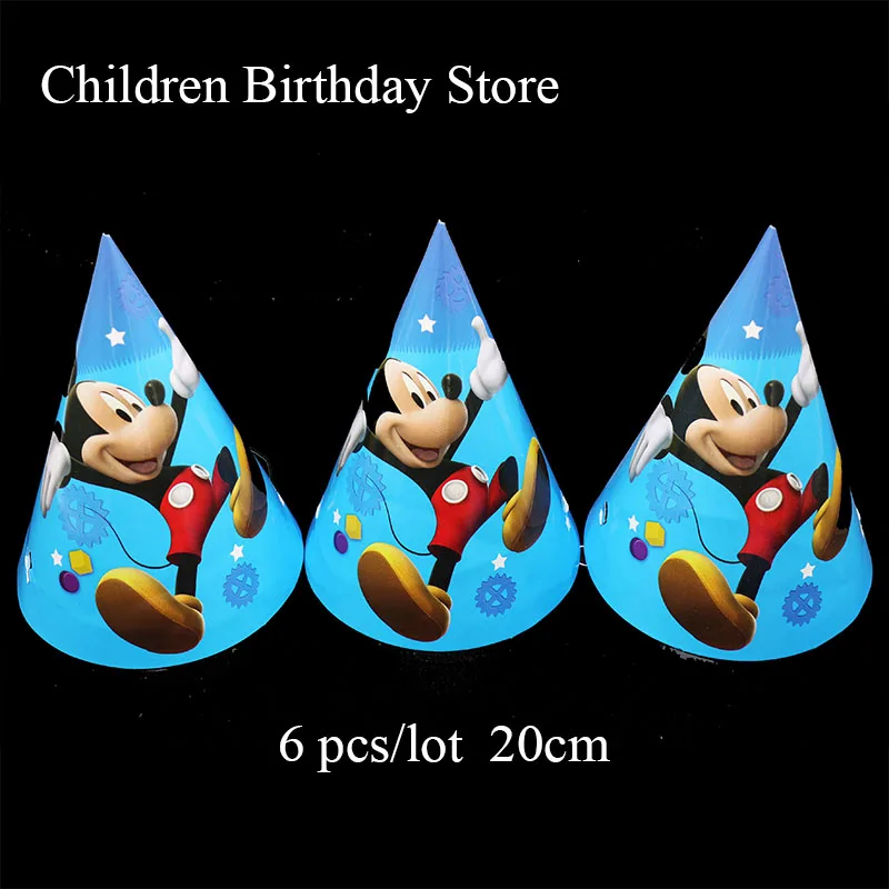 

6pcs/lot Mickey theme party hats Mickey Mouse birthday party decorations Mickey Mouse Paper hats baby shower party supplies
