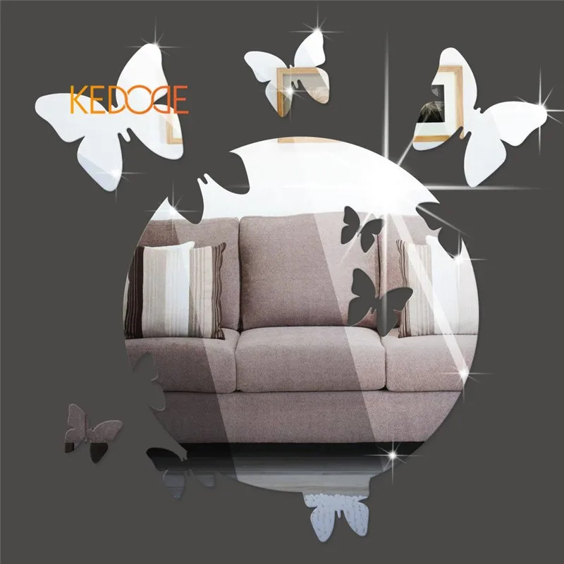 

KEDODE Stereo mirror Wall Stickers Wall Sticker PS butterfly elliptical mirror posted Removable Wall Stickers