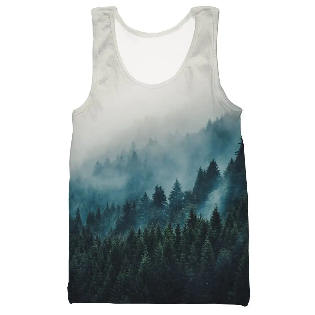 forest 3D printed tank top for men fashion cool summer tank top work out men women tank tops halter tank top