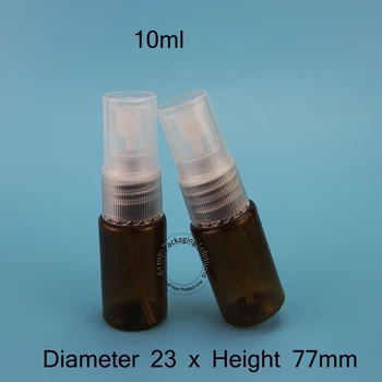 

100pcs/Lot Promotion 10ml Amber Plastic Perfume Bottle 1/3OZ Empty Small Cosmetic Black Cap Spray Jar Refillable Packaging Vial