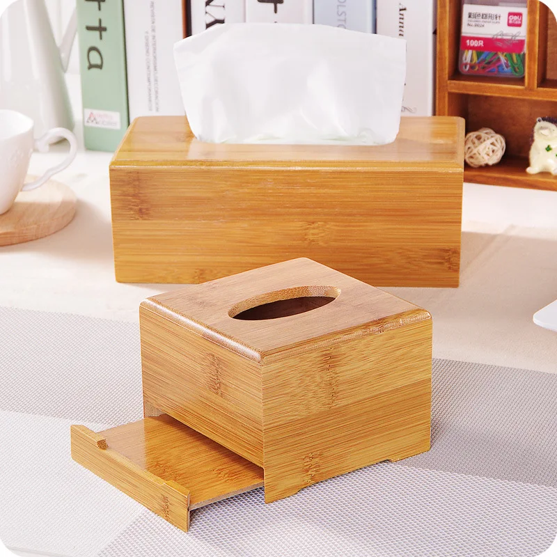 Details about   Square Tissue Box Bamboo Napkin Holder New Wooden For Hotel Home Paper Case CH 