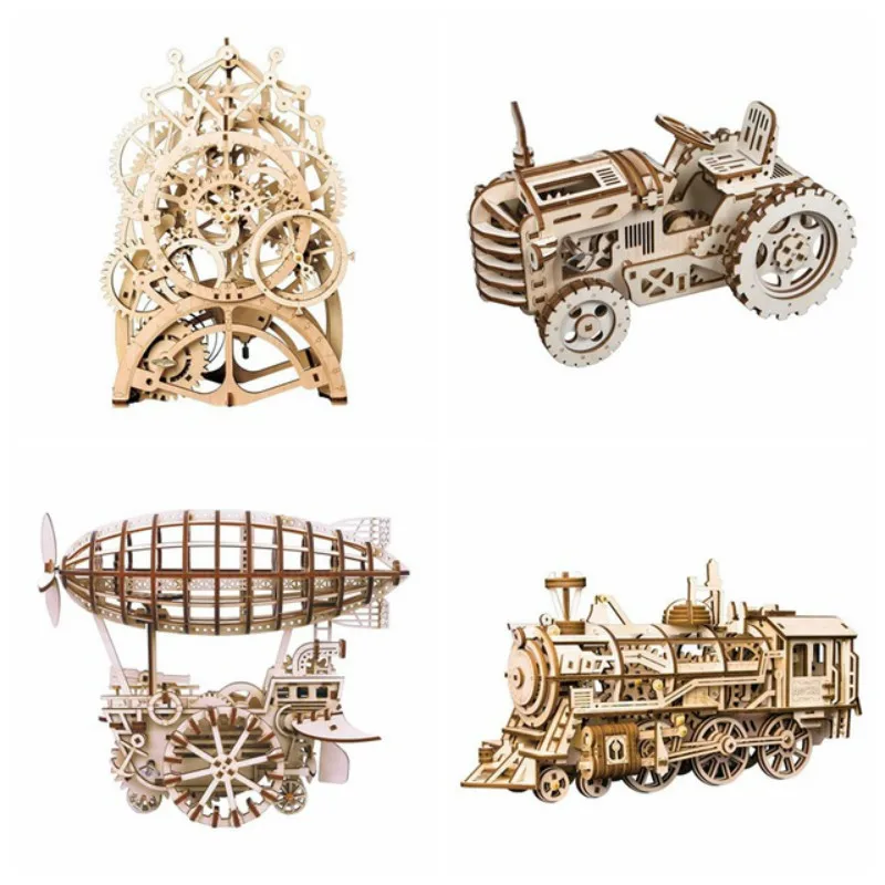 

Robotime 8 Kinds DIY Gear Drive Wooden Mechanical Model Building Kits Assembly Toy Gift for Children Teens Adult LGLK