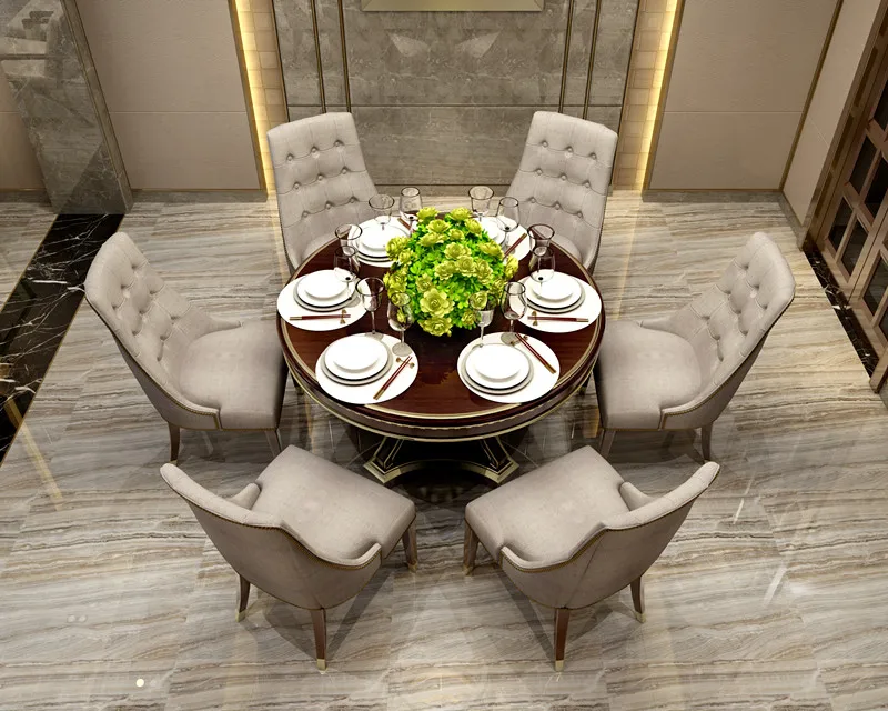 

luxury round solid wood dining table