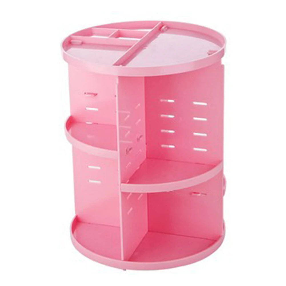 Прозрачный косметический дисплей коробка DIY 360 degree Вращающийся акриловый косметический ящик для хранения атмосферный косметический Органайзер - Цвет: Pink