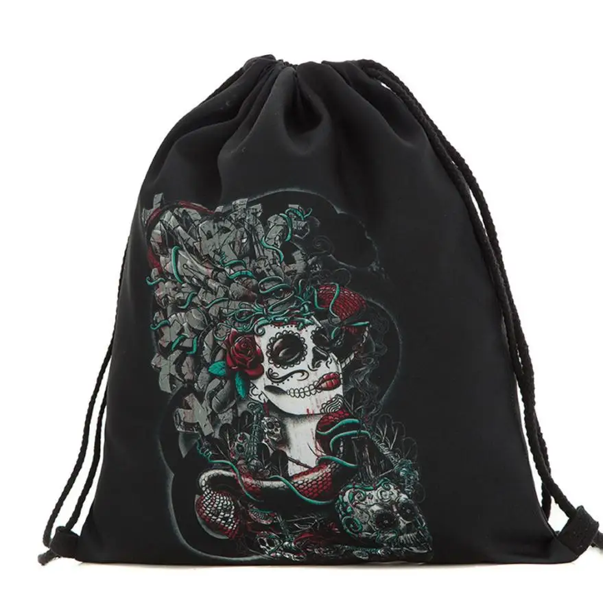 Ishowtienda сумка с кулиской, Модный женский рюкзак, подарок на Хеллоуин, конфета, набор, карман, 3D сумка на шнурке с рисунком, рюкзак bolsa