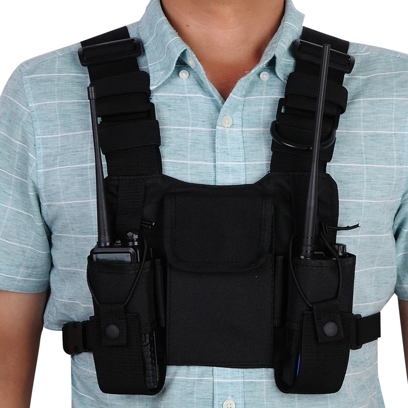 

Nylon pouch Carry Case Walkie Talkie Chest Pocket Backpack Black for Baofeng UV-5R UV-82 UV-9R UV-XR TYT TH-UV8000D MD-380