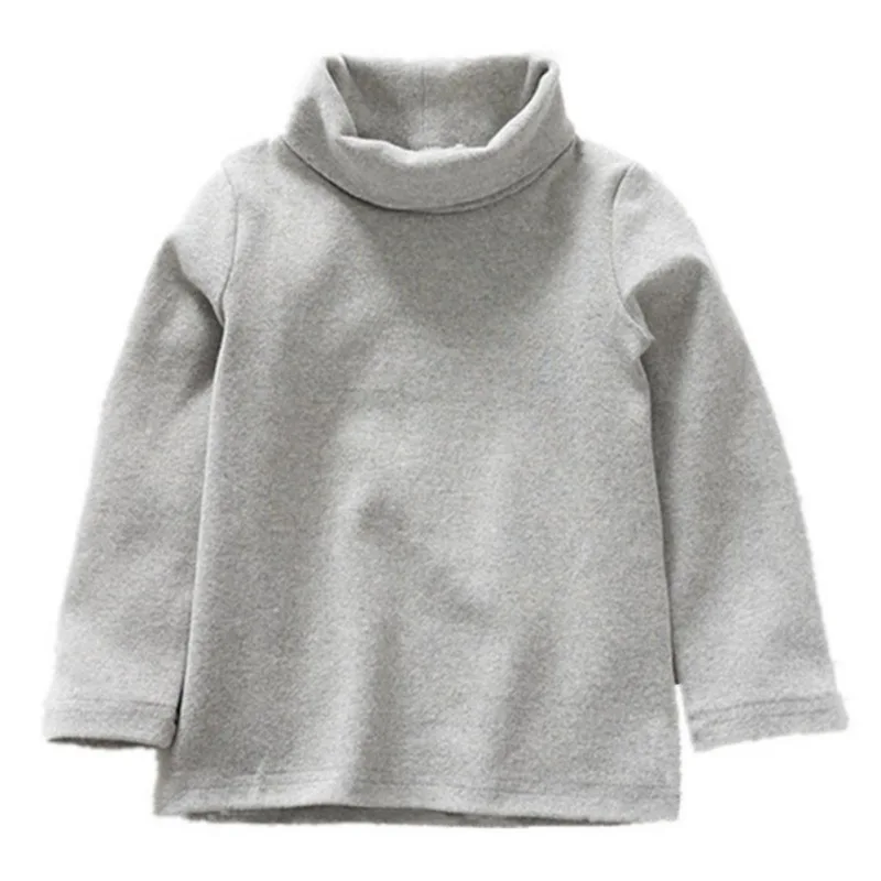 Candy Color Girls Clothes Kids Turtleneck T-shirt Fall Winter Solid Casual Pullover Cotton Clothes