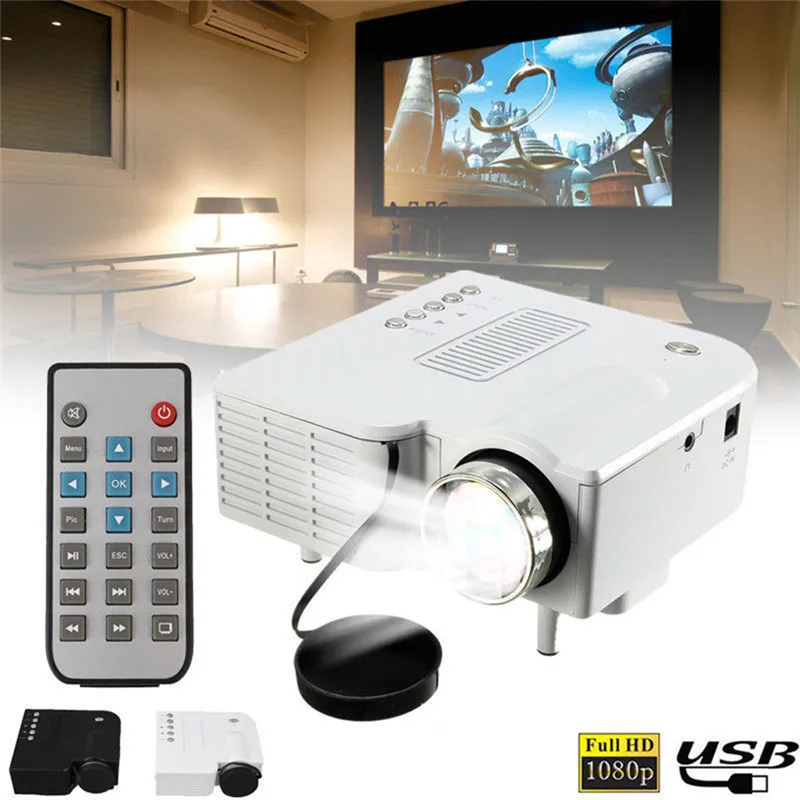 UC28A المحمولة 1080 وعاء كامل HD جهاز عرض صغير المسرح المنزلي سينما AV SD USB HDMI لنا/الاتحاد الأوروبي التوصيل