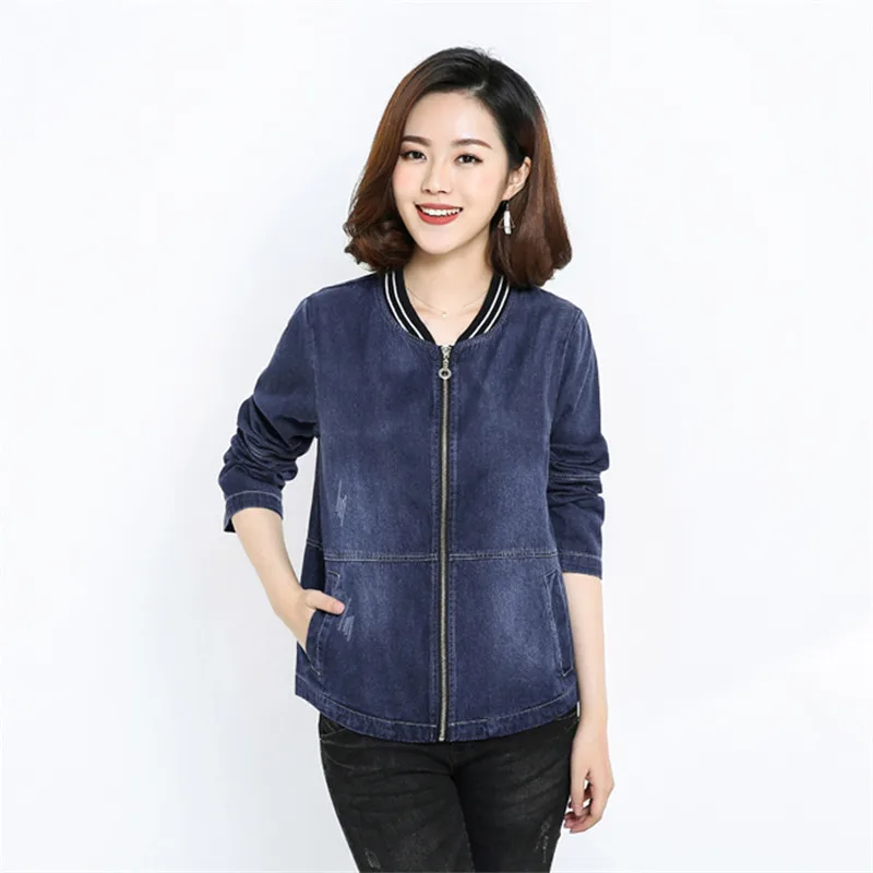 Cowgirl Jacket Women Short Baseball Uniform 2021 Fashion New Denim Coat Spring Autumn Loose large size JIA45 | Женская одежда