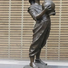 Bi003791 1" Западная Бронзовый& Мраморный ИСКУССТВО пить воду Босые Ноги женщина статуя