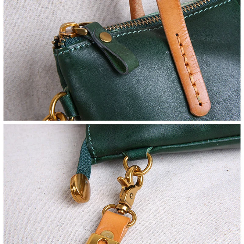 AETOO Handmade leather mini women's bag, vintage tanned cowhide one-shoulder slanted bag, literary handbag