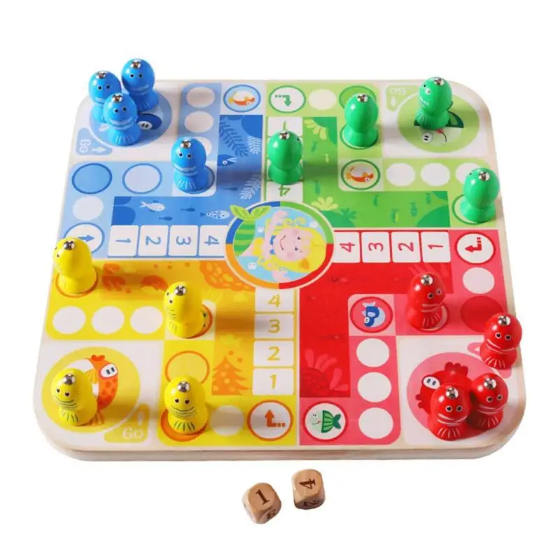 

Wooden 2 in 1 Magnetic Fishing Flying Chess Board Game Early Education Toys Wooden Deloping Exploring Ability