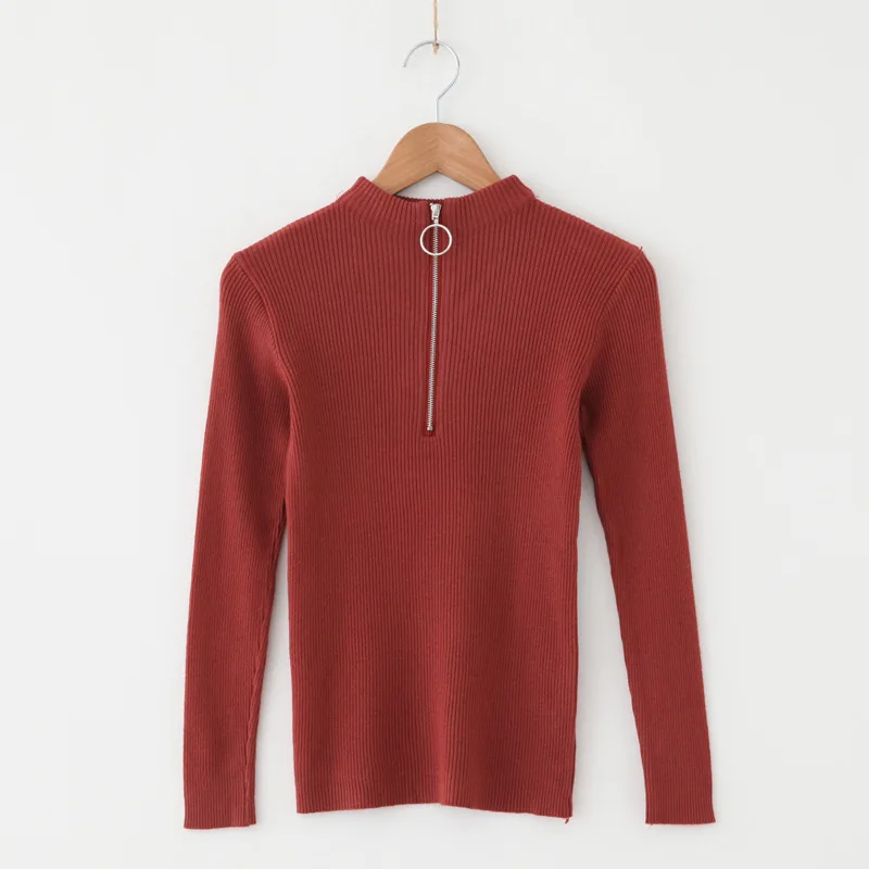 Circle Zipper Mock Neck Sweater Women 