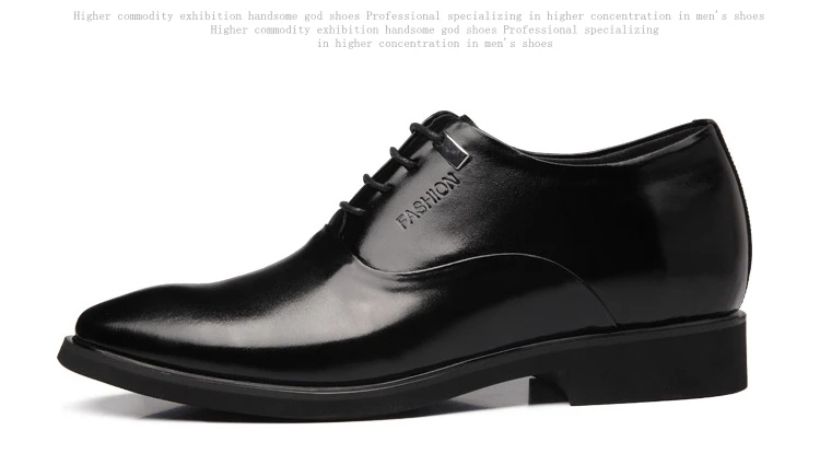 Мужская обувь, визуально увеличивающая рост; классические модельные туфли из натуральной кожи, визуально увеличивающие рост на 6 см; мужские свадебные туфли-оксфорды в деловом стиле для мужчин