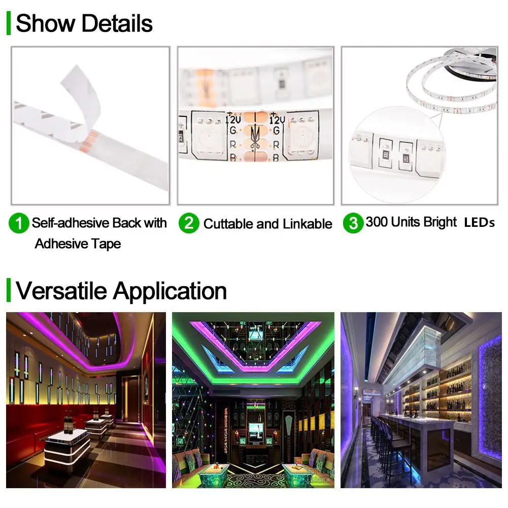 Adeeing IP65 Водонепроницаемый RGB световые полосы + Remoite Управление + адаптер