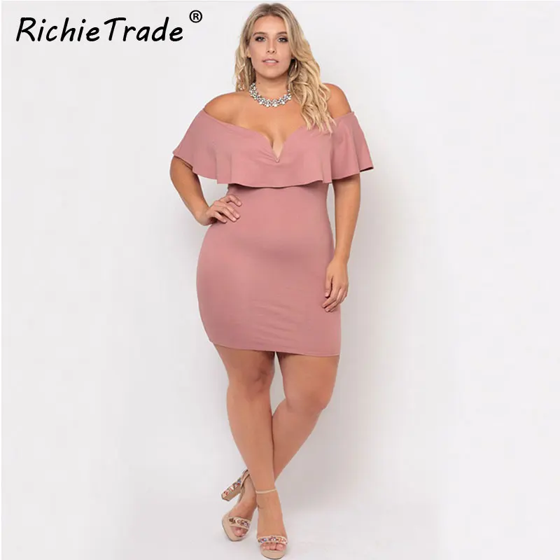 Сексуальное мини платье RICHIETRADE облегающее большого размера с вырезом лодочкой и