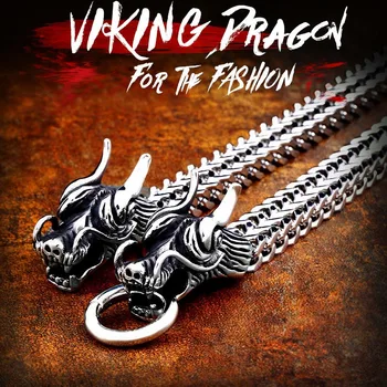 

316L Stainless Steel Wholesale Price Punk Bracelet Nordic Viking Dragon head For Man Drop Shipping fashion jewelry LBC8-061