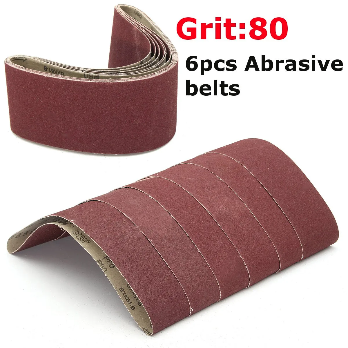 Buy 6pcs 100mm Abrasive Belts Grit 80 Polishing Paper
