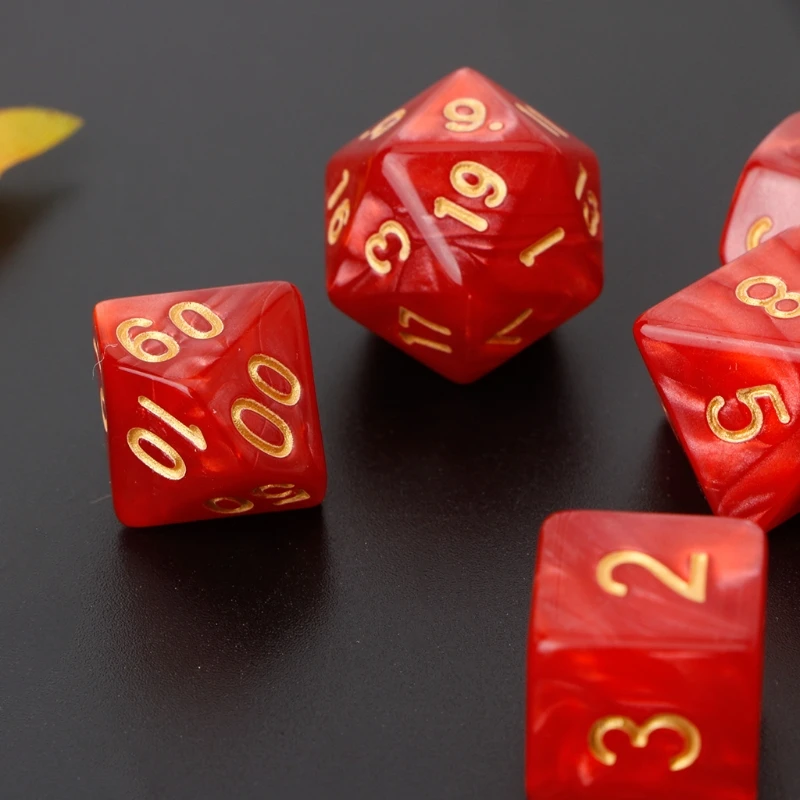 Многогранные кости золотые цифры для Дракона Pathfinder D20 D12 D10 % D8 D6 D4 7 шт. N10 Прямая