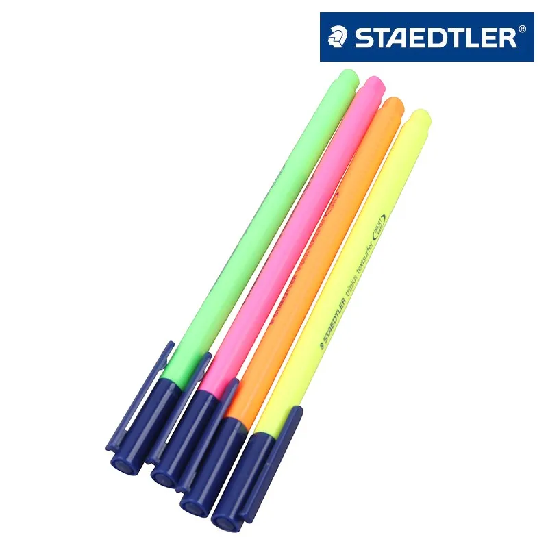 4 шт. Absorted STAEDTLER 362 SB4 Triplus textsufer треугольный текстовыделитель trigonometric неоновая ручка желтый/розовый/оранжевый/зеленый цвет