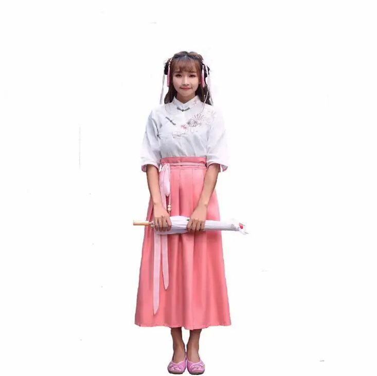 Acheter Poème princesse des neiges Feng brodé Hanfu du collège Xiaoqingxin avec manches longues et à manches larges