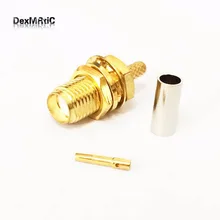 10* внутренний разъем SMA гайка коаксиальный РЧ-разъем обжимной RG58, RG142, RG400, LMR195 прямые анодированные золотом